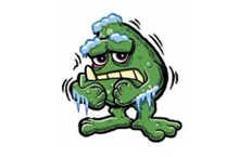 Cartoon of freezing bacteria